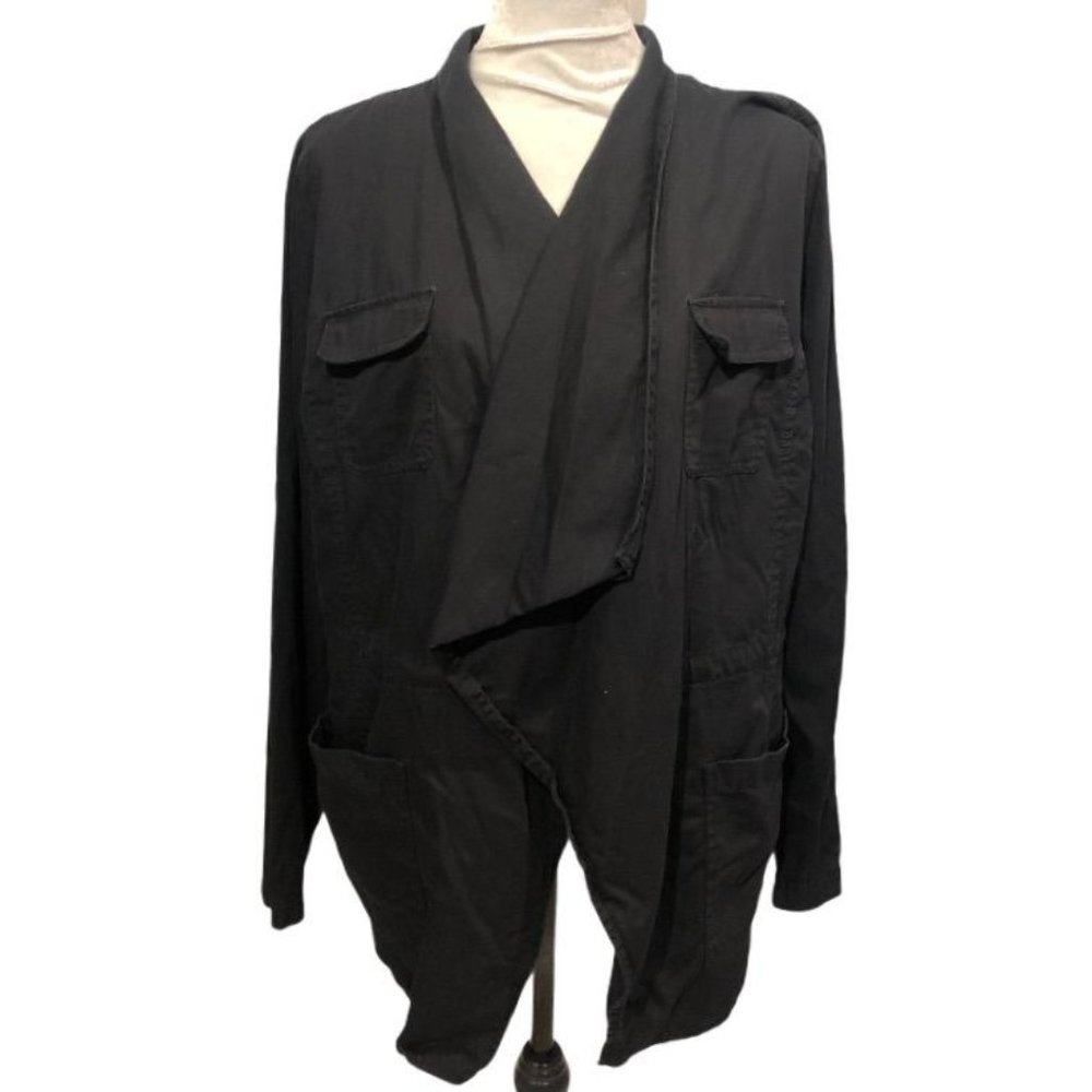 Caslon Open Draped Blazer Large Office Cotton Tencel Lyocell Large Womens Utilit